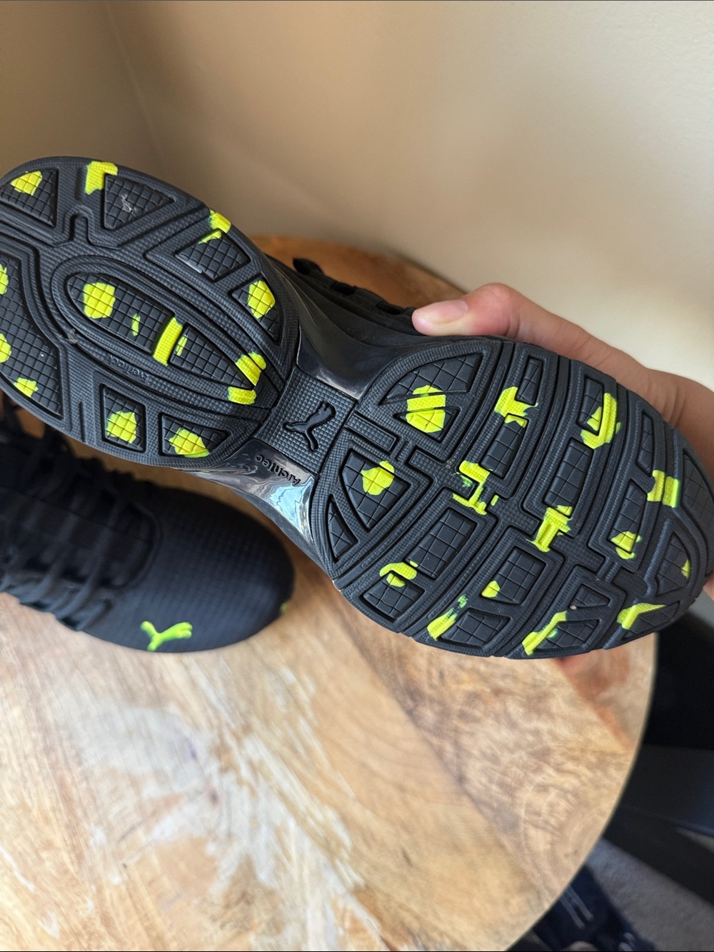 Puma Black Athletic Sneakers with Neon Green Logo - Picture 3 of 3